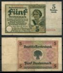 Германия 1926 г. • P# 169 • 5 рентенмарок • регулярный выпуск • F ( кат. - $40+ )