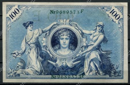 Германия 1908 г. • P# 34 • 100 марок • зелёный номер • регулярный выпуск • UNC пресс ( кат. - $ 20+ )