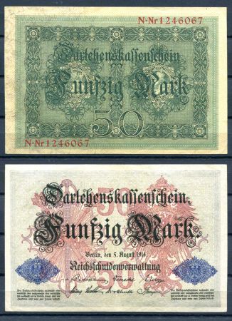 ГЕРМАНИЯ 1914г. P49b / 50 МАРОК UNC ПРЕСС