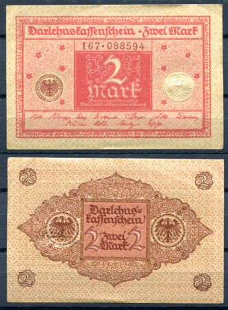 Германия 1920 г. • P# 59 • 2 марки • регулярный выпуск • UNC пресс