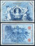 Германия 1908 г. • P# 33a D • 100 марок • красный номер • регулярный выпуск • F- ( кат. - $ 7 )