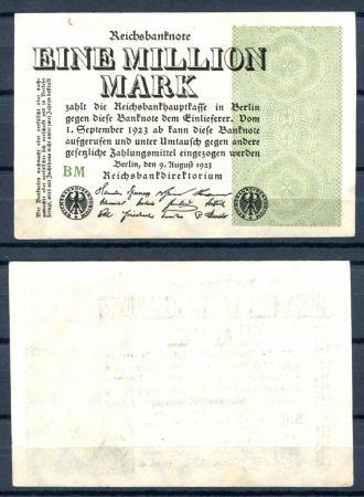 ГЕРМАНИЯ 1923г. P#102с / 1 млн. МАРОК AUNC