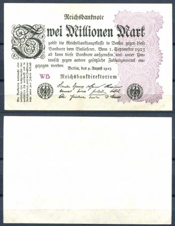 ГЕРМАНИЯ 1923г. P#104d / 2 млн. МАРОК UNC