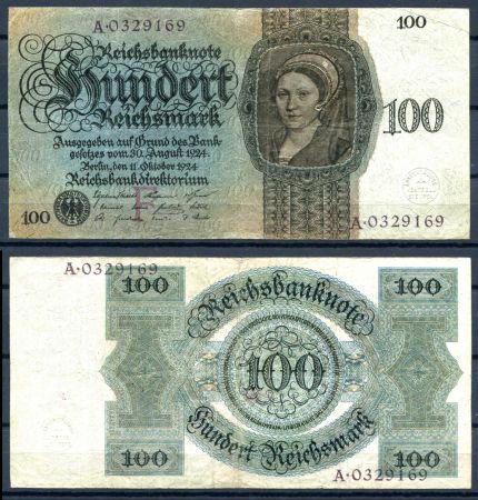 ГЕРМАНИЯ 1924г. P#178 / 100 МАРОК VF