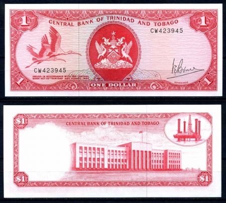 Тринидад и Тобаго 1964 г. • P# 30a • 1 доллар • здание госбанка • регулярный выпуск • UNC пресс