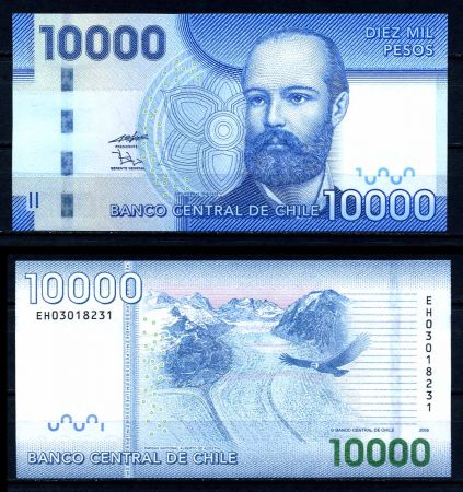 ЧИЛИ 2009г. P# 164 / 10000 ПЕСО UNC ПРЕСС / ФАУНА