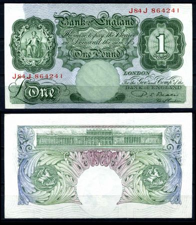 ВЕЛИКОБРИТАНИЯ 1949-55гг. P# 369b / 1 ФУНТ UNC-