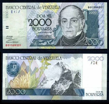 Венесуэла 1998г. P# 80 / 2000 боливаров UNC пресс