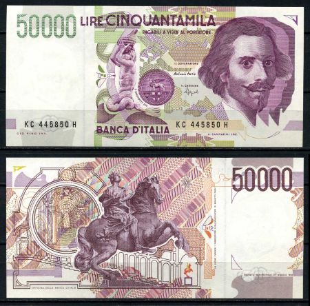 ИТАЛИЯ 1992г. P# 116b / 50000 ЛИР UNC ПРЕСС / АРХИТЕКТУРА