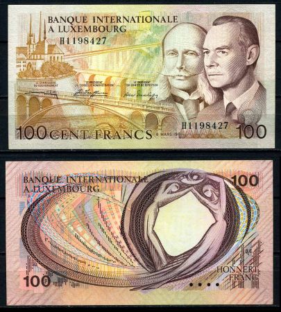 Люксембург 1981 г. • P# 14A • 100 франков • Великий герцог Жан и принц Генрих • регулярный выпуск • UNC пресс
