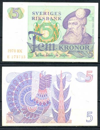 ШВЕЦИЯ 1978г. P# 51d / 5 КРОН UNC ПРЕСС