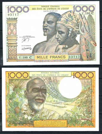 Западноафриканский союз • Буркина-Фасо 1961 г. • P# 303Cn • 1000 франков • регулярный выпуск • UNC пресс