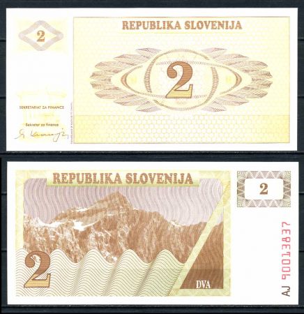 СЛОВЕНИЯ 1990г. P# 2 / 2 ТОЛАРА UNC ПРЕСС