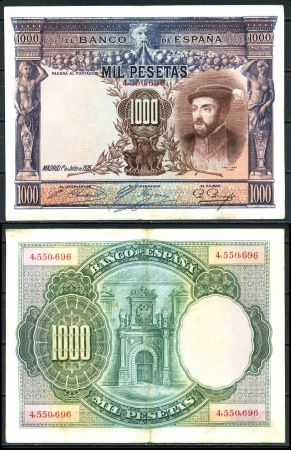 ИСПАНИЯ 1925г. P# 70с / 1000 ПЕСЕТ XF