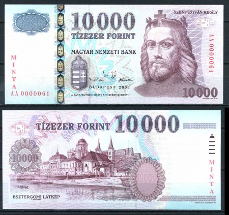 ВЕНГРИЯ 2006г. P# 192e / 10000 ФОРИНТОВ UNC ПРЕСС SPECIMEN RARE