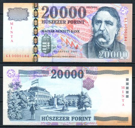 ВЕНГРИЯ 2007г. P# 193ds / 20000 ФОРИНТОВ UNC ПРЕСС SPECIMEN RARE