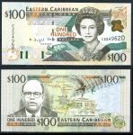 Восточные Карибы • Доминика 2000 г. • P# 41d • 100 долларов • Елизавета II • Артур Льюис • регулярный выпуск • UNC пресс ( кат. - $ 220 )