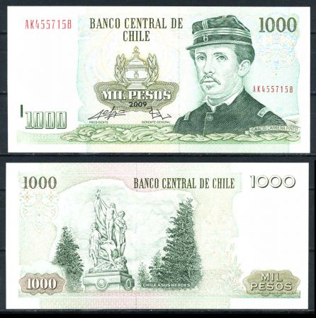 ЧИЛИ 2009г. P# 154g / 1000 ПЕСО UNC ПРЕСС