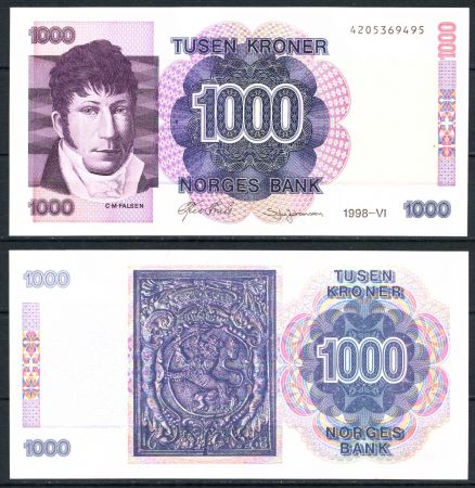 НОРВЕГИЯ 1998г. P# 45b / 1000 КРОН UNC ПРЕСС