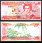 Восточные Карибы • Сент-Винсент 1985-1988 гг. • P# 17v • 1 доллар • Елизавета II • вид на бухту • регулярный выпуск • UNC пресс ( кат. - $ 40 )
