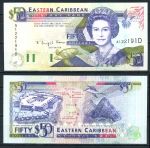 Восточные Карибы • Антигуа 1993 г. • P# 29a • 50 долларов • Елизавета II • форт Бримстон • регулярный выпуск • UNC пресс ( кат. - $260 )