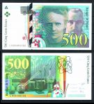 Франция 1998 г. • P# 160c • 500 франков • Мария и Пьер Кюри • регулярный выпуск • UNC пресс ( кат. - $ 225 )