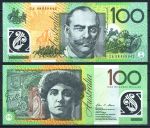 Австралия 2008 г. • P# 61a • 100 долларов • Нелли Мелба • Джон Монаш • регулярный выпуск • UNC пресс