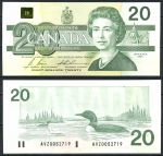 Канада 1991 г. • P# 97b • 20 долларов • Елизавета II • дикие утки • регулярный выпуск • Bonin-Thiessen • UNC пресс 