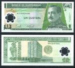 Гватемала 2006 г. • P# 109 • 1 кетcаль • Генерал Орельяна • здание нацбанка • регулярный выпуск(пластик) • UNC пресс