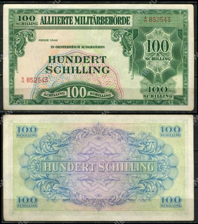 Австрия 1944 г. • P# 110a • 100 шиллингов • армейский чек • оккупационный выпуск • VF-