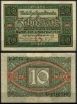 Германия 1920 г. • P# 67 G • 10 марок • регулярный выпуск • AU+