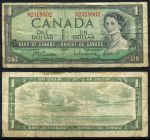 Канада 1954 г. (1961-1972) • P# 75b • 1 доллар • Елизавета II • Beattie-Rasminsky • регулярный выпуск • F