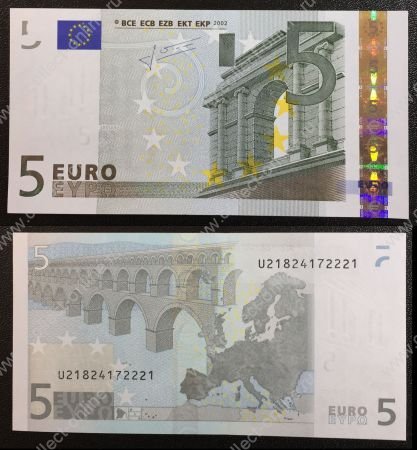 ЕС • Франция 2002 г. • P# 8u • 5 евро • регулярный выпуск • Трише • UNC пресс