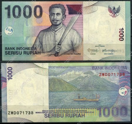 Индонезия 2011 г. • P# 141 • 1000 рупий • Капитан Паттимура • регулярный выпуск • UNC пресс