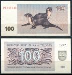 Литва 1992 г. • P# 42 • 100 талонов • куницы • регулярный выпуск • UNC пресс ( кат. - $ 12 )