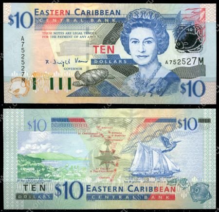 Восточные Карибы • Монтсеррат 2003 г. • P# 43m • 10 долларов • Елизавета II • парусник • регулярный выпуск • UNC пресс ( кат. - $45 )
