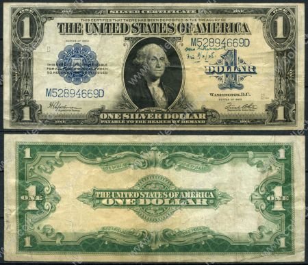 США 1923 г. • P# 189 • 1 доллар • Джордж Вашингтон • серебряный сертификат • VF+*