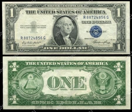 США 1935 г. E • P# 416D2 • 1 доллар • Джордж Вашингтон • серебряный сертификат • UNC- пресс-