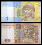 Украина 2013-2014 гг. • P# 116A,117 • 1 и 2 гривны • Владимир и Ярослав Мудрый • регулярный выпуск • UNC пресс