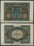 Германия 1920 г. • P# 69b V • 100 марок • номер - 8 цифр • регулярный выпуск • XF ( кат. - $ 15 )