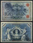 Германия 1908 г. • P# 33a A • 100 марок • красный номер • регулярный выпуск • VF+ ( кат. - $ 10+ )