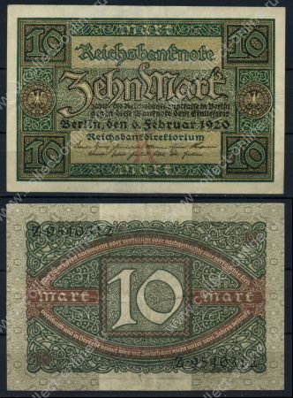 Германия 1920 г. • P# 67 R • 10 марок • регулярный выпуск • XF