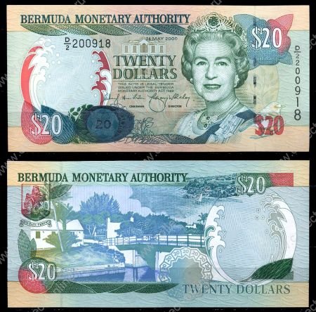 Бермуды 2000 г.(2008) • P# 53A • 20 долларов • Елизавета II • регулярный выпуск • UNC пресс