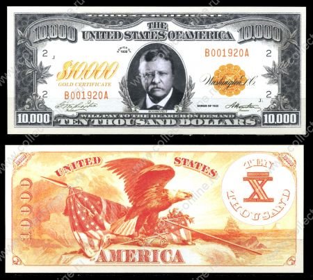 США 1920г. P# • 10000 долларов. Рузвельт • игровые деньги • UNC пресс 