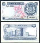 Сингапур 1972 г. • P# 1d • 1 доллар • государственный герб • регулярный выпуск • AU+ пресс