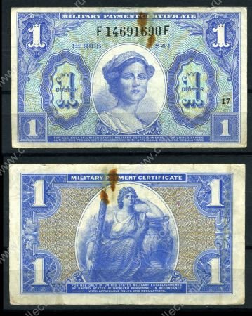 США 1958-1961 гг. • P# M40 • 1 доллар • серия 541 • женщина с фасцией • армейский чек • F-