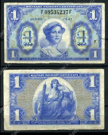 США 1958-1961 гг. • P# M40 • 1 доллар • серия 541 • женщина с фасцией • армейский чек • F-VF*
