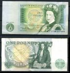 Великобритания 1981-1984 гг. • P# 377b • 1 фунт • Елизавета II • Исаак Ньютон • D.H.F.Somerset • XF+
