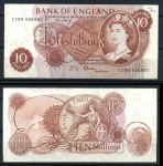 Великобритания 1966-1970 гг. • P# 373c • 10 шиллингов • Елизавета II • регулярный выпуск • S. J. Fforde • XF*
