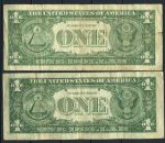 США 1957 г. • P# 419 • 1 доллар • Джордж Вашингтон • серебряный сертификат • 2 шт. • F